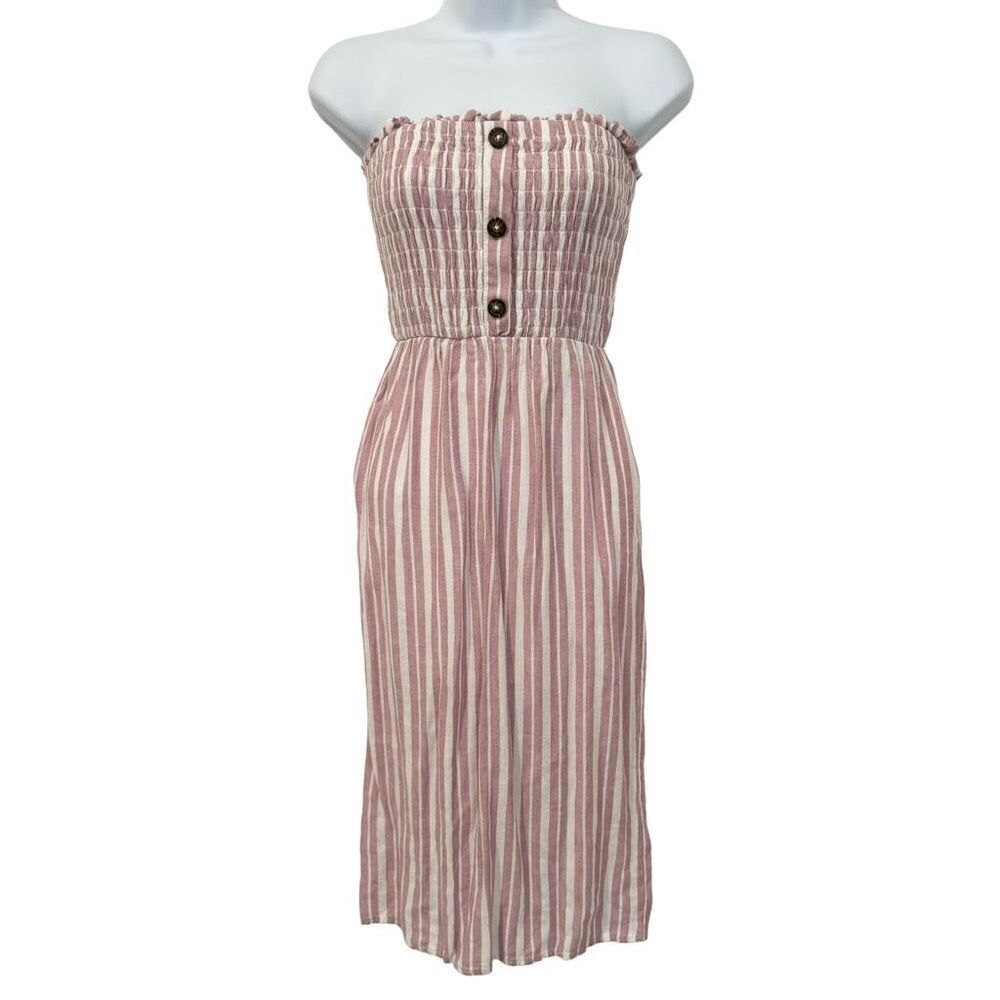 🔥4/$25 Sienna Sky Pink Striped Strapless Dress Women’s Size XS